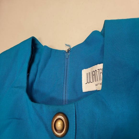 Julian Taylor New York Dress Size 10 Blue Teal Button Front Career Work - Picture 13 of 16